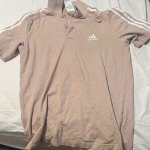 adidas Mauve Polo with White Three-Stripe Accents